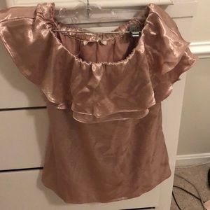 Pink satin off the shoulder top size S